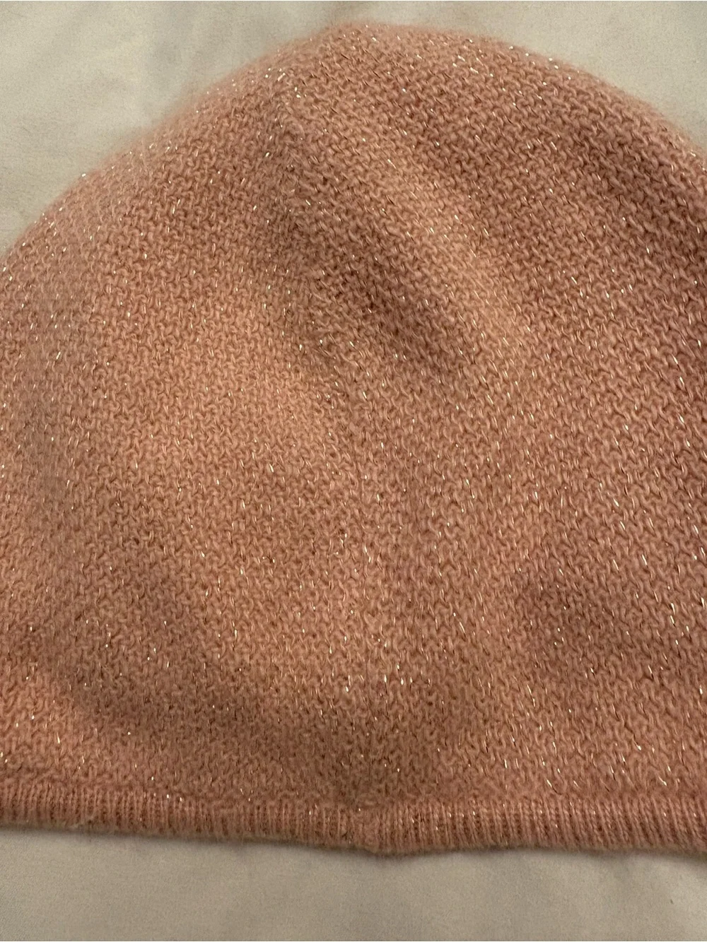 Kids Beige pink with gold specks beanie hat Chloe size 44 reversible winter